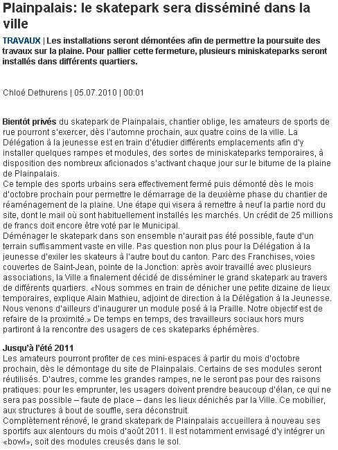 article Tribune de Genève